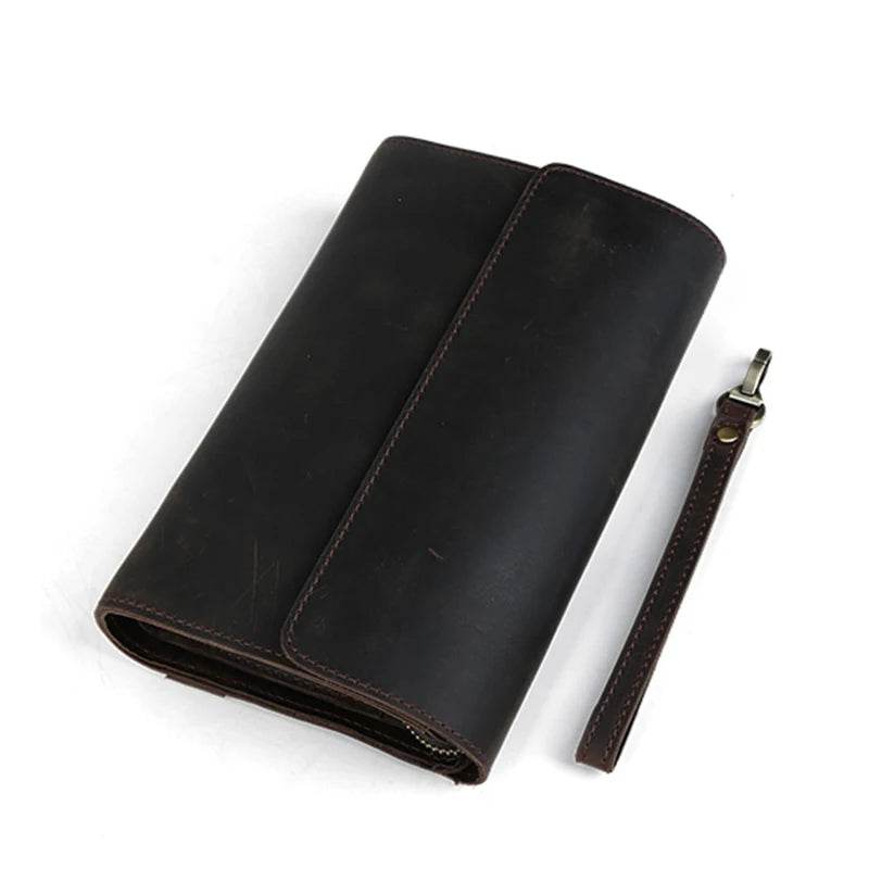 Top Grade Men's Genuine Leather Day Clutch | Crazy Horse Wallet - VacationGrabs