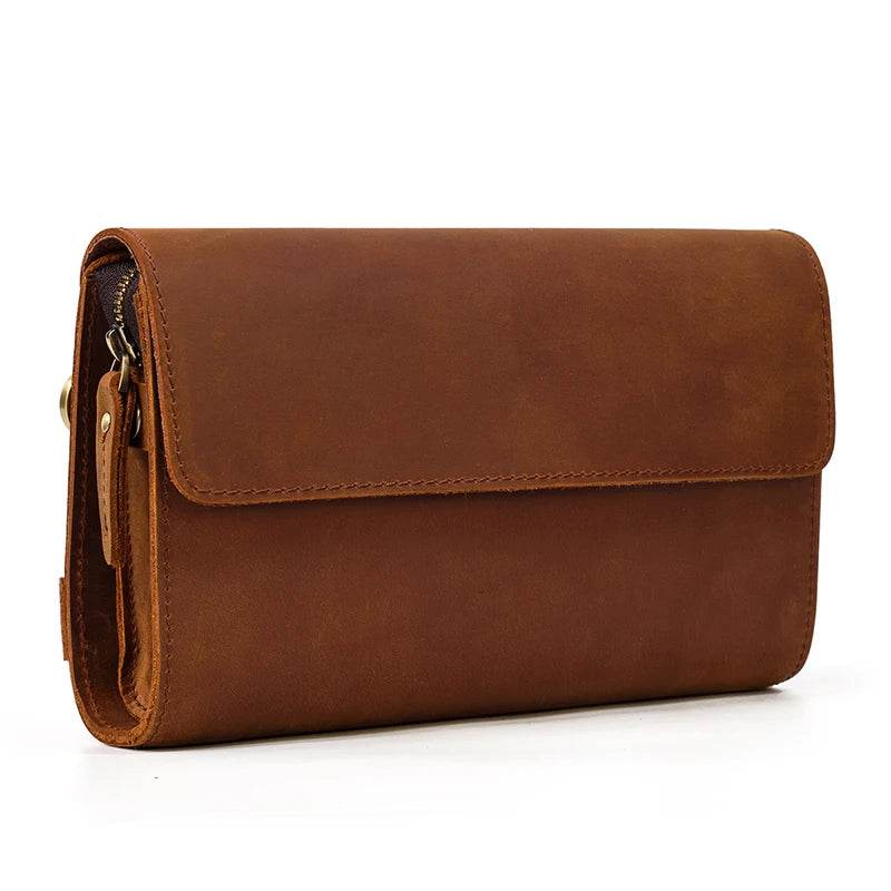 Top Quality Handmade Leather Long Wallet Original Designer Natural Cowskin - VacationGrabs