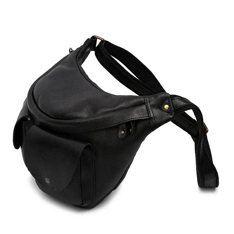 Large Chest Bag Genuine Leather Crossbody Sling Outdoor Bag Men - VacationGrabs