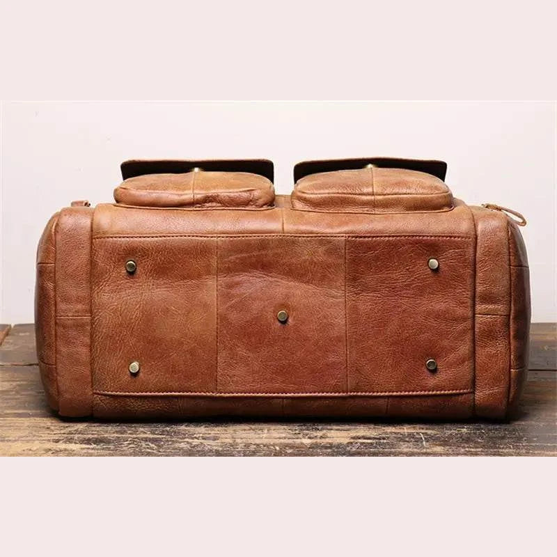 High Capacity Leather Duffle Bag – Retro Fashion Travel Bag - VacationGrabs