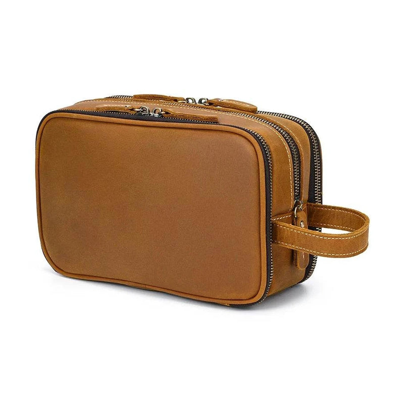 Personalized Groomsmen Leather Toiletry Kit Makeup Pouch for Men - VacationGrabs
