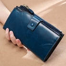 Genuine Leather Clutch Purse for Women Cowskin Dress Party Long Wallet - VacationGrabs