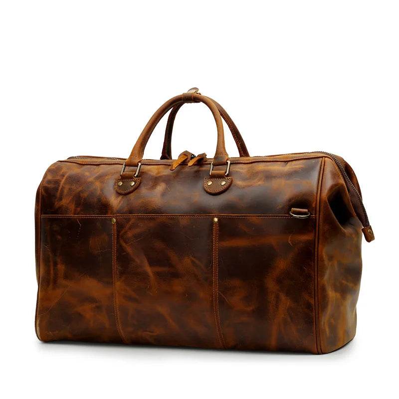 High-End Genuine Leather Travel Duffel Bags for Men Large Size - VacationGrabs