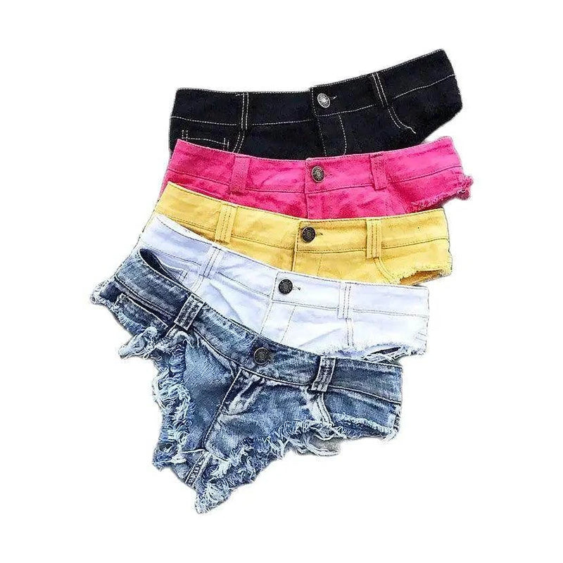 Women's Low Waist Tassel Denim Jean Shorts - VacationGrabs