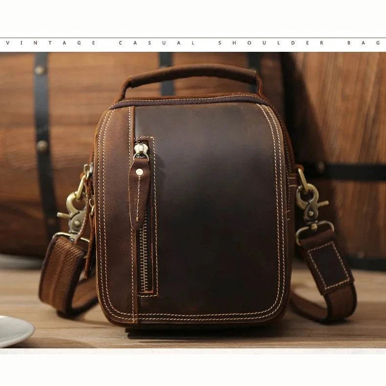 Super Quality Men’s Mini Shoulder Bag Genuine Leather Phone Pouch - VacationGrabs