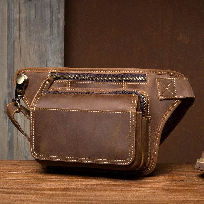 Luxury Male Leather Chest Bag Crossbody Sling Bag for Men - VacationGrabs
