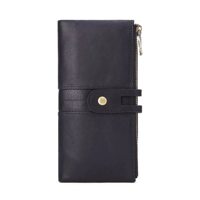 Casual Men’s Leather Wallet Long Bifold with Zippered Pockets - VacationGrabs