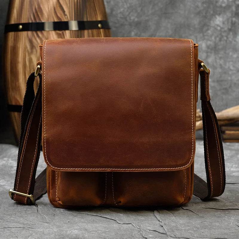 Vintage Genuine Leather Men’s Shoulder Sling Crossbody Bag - VacationGrabs