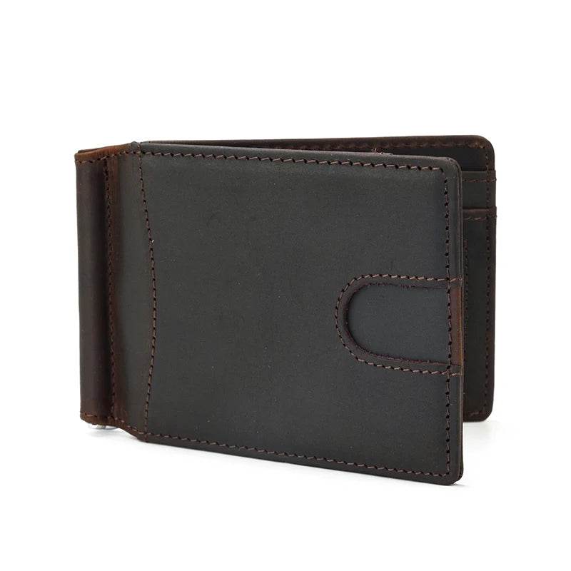 Top Grade Genuine Leather Money Clip Wallet for Men, Cowskin Bifold - VacationGrabs