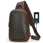 High-Quality Chest Bag USB Men Shoulder Sling Cowhide Leather - VacationGrabs
