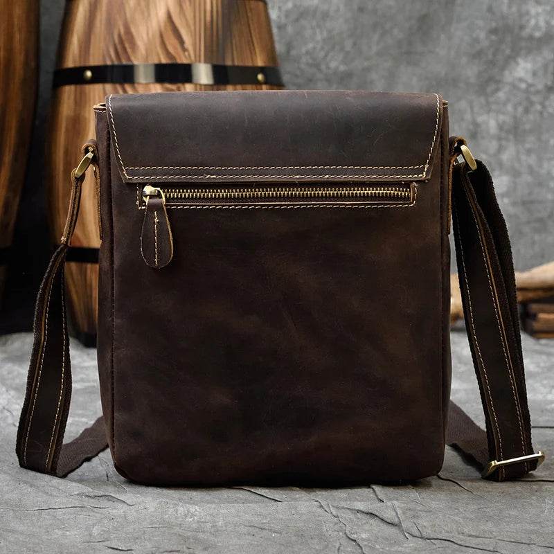 Vintage Genuine Leather Men’s Shoulder Sling Crossbody Bag - VacationGrabs