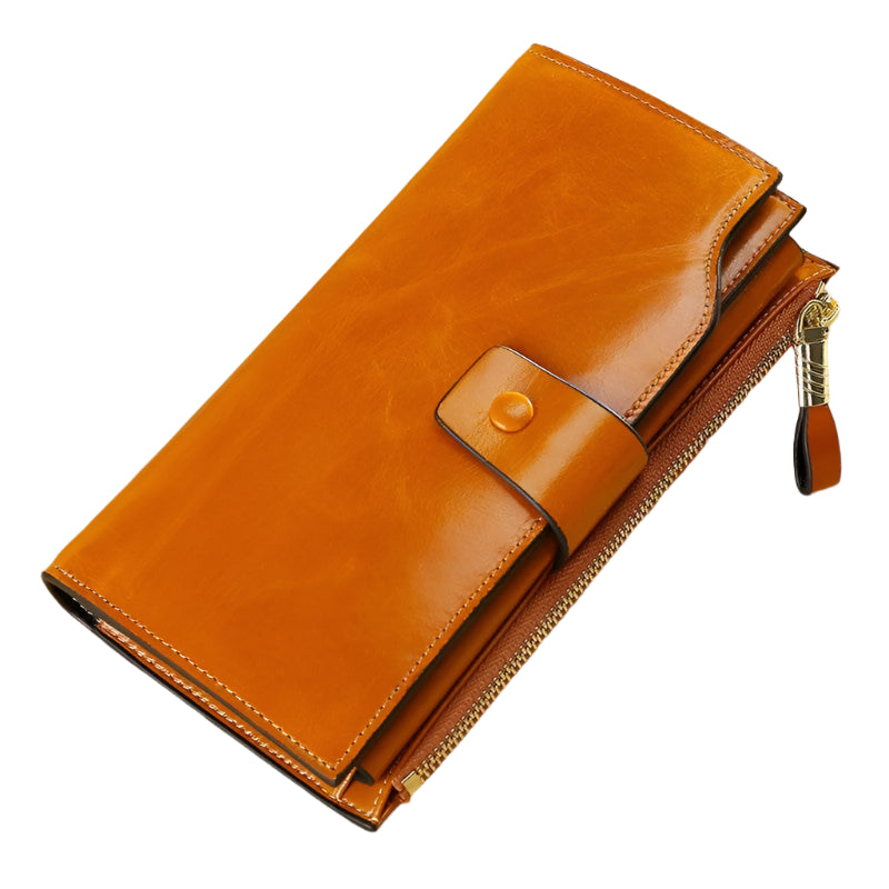 Genuine Leather Clutch Purse for Women Cowskin Dress Party Long Wallet - VacationGrabs