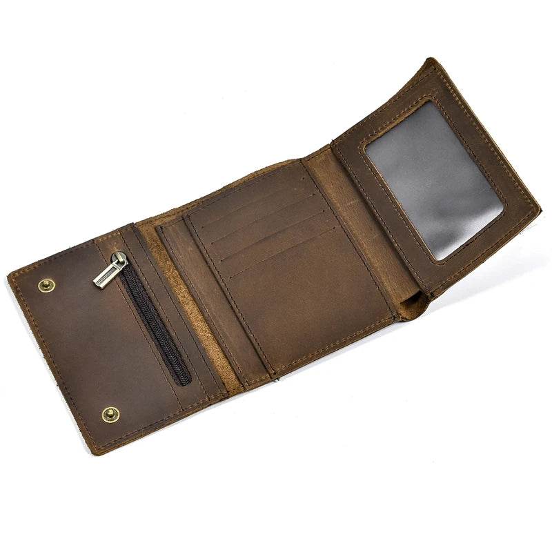 Hot Fashion Short Wallet for Men with Iron Chain Coin Card Holder - VacationGrabs