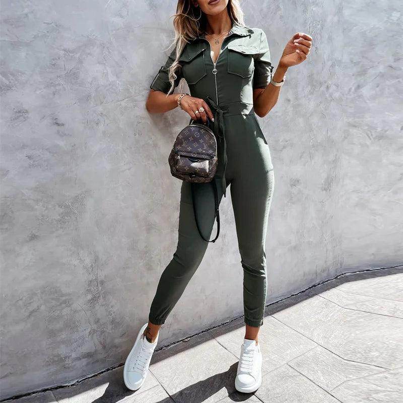 Bodycon Cropped Leg Jumpsuit Romper - VacationGrabs
