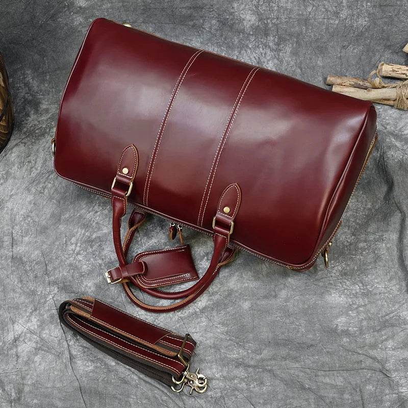 Real Leather Travel Weekender Bag for Men & Women Genuine Duffle - VacationGrabs