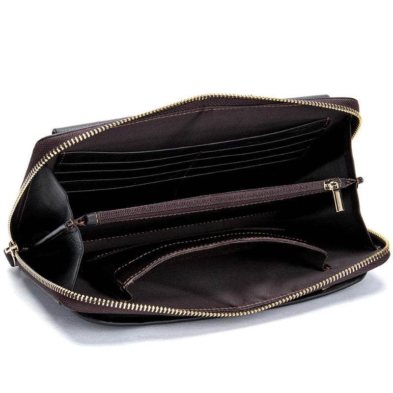 Soft Genuine Leather Clutch Wallet Men’s Long Wallet for Cash & Cards - VacationGrabs