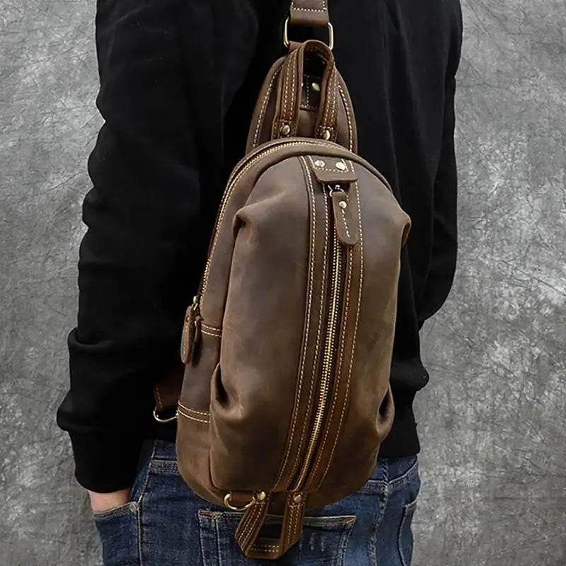 Small Chest Bag for Men – Vintage Sling Bag Shoulder Pack - VacationGrabs