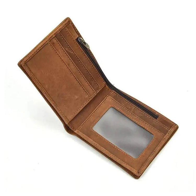 Crazy Horse Men’s Short Wallet for Gifts Retro Fashion Leather - VacationGrabs
