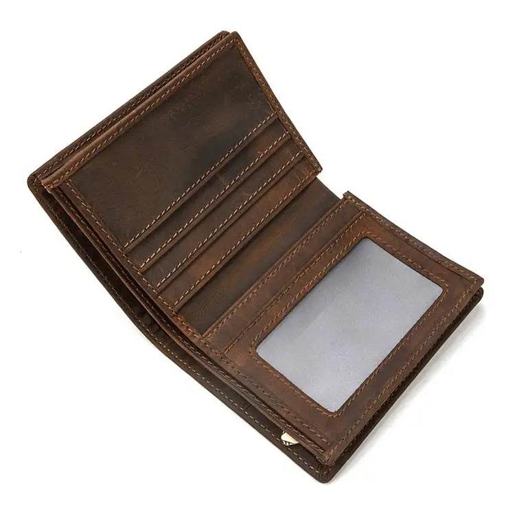 Vintage Men’s Leather Short Wallet Slim Bifold Coin Purse - VacationGrabs