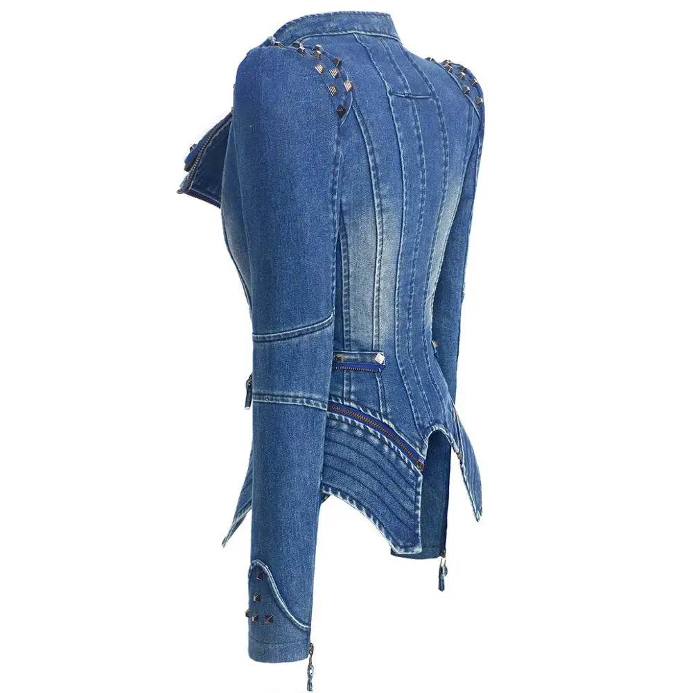 Denim Rivet Punk Slim Fit Jackets - VacationGrabs