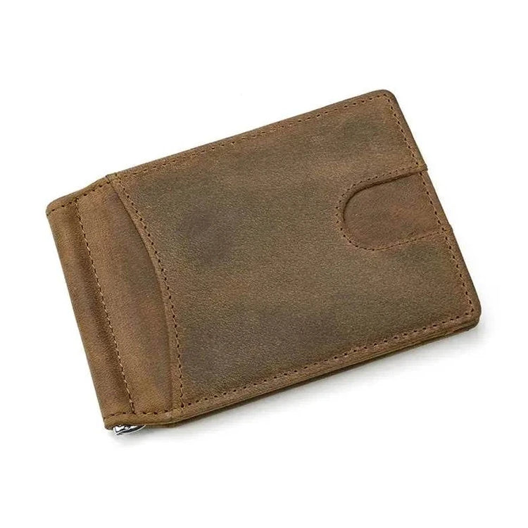 Top Grade Genuine Leather Money Clip Wallet for Men, Cowskin Bifold - VacationGrabs