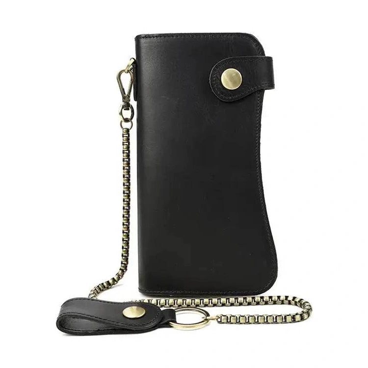 Super Quality Leather Wallet with Iron Chain for Men Bifold Card Wallet - VacationGrabs
