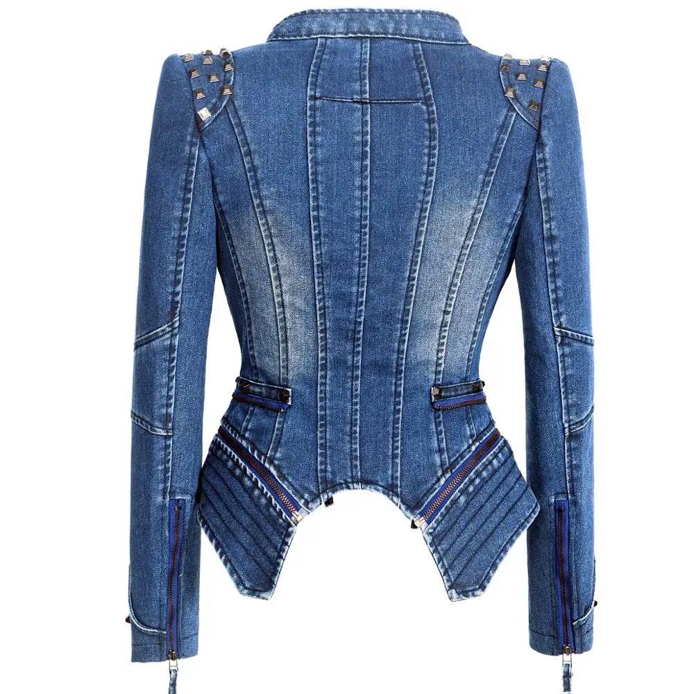 Denim Rivet Punk Slim Fit Jackets - VacationGrabs