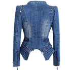 Denim Rivet Punk Slim Fit Jackets - VacationGrabs