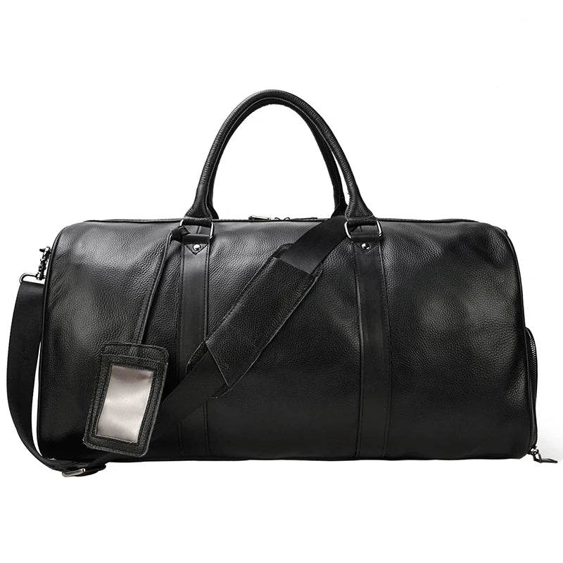 Natural Cowskin Waterproof Men’s Leather Weekend Overnight Bag - VacationGrabs