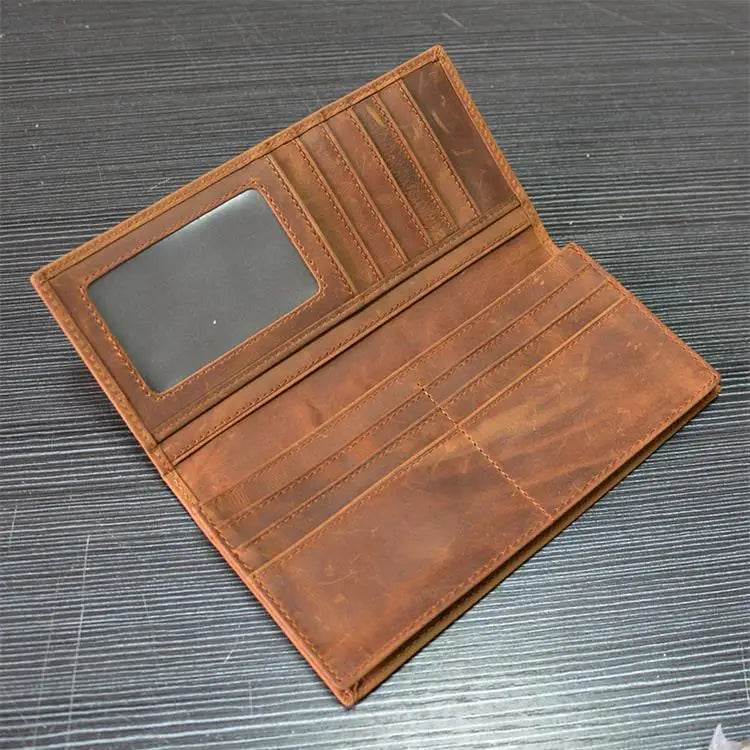 High-Quality Zipper Leather Wallet for 6-inch iPhone Vintage Designer - VacationGrabs