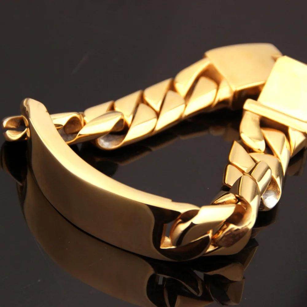 Men's Jewelry - Bracelets Heavy Stainless Steel Silver/Gold/Black Jewelry ID Bracelet Men's Wristband