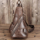 Unique Casual Genuine Leather Triangle Backpack for Men Women - VacationGrabs