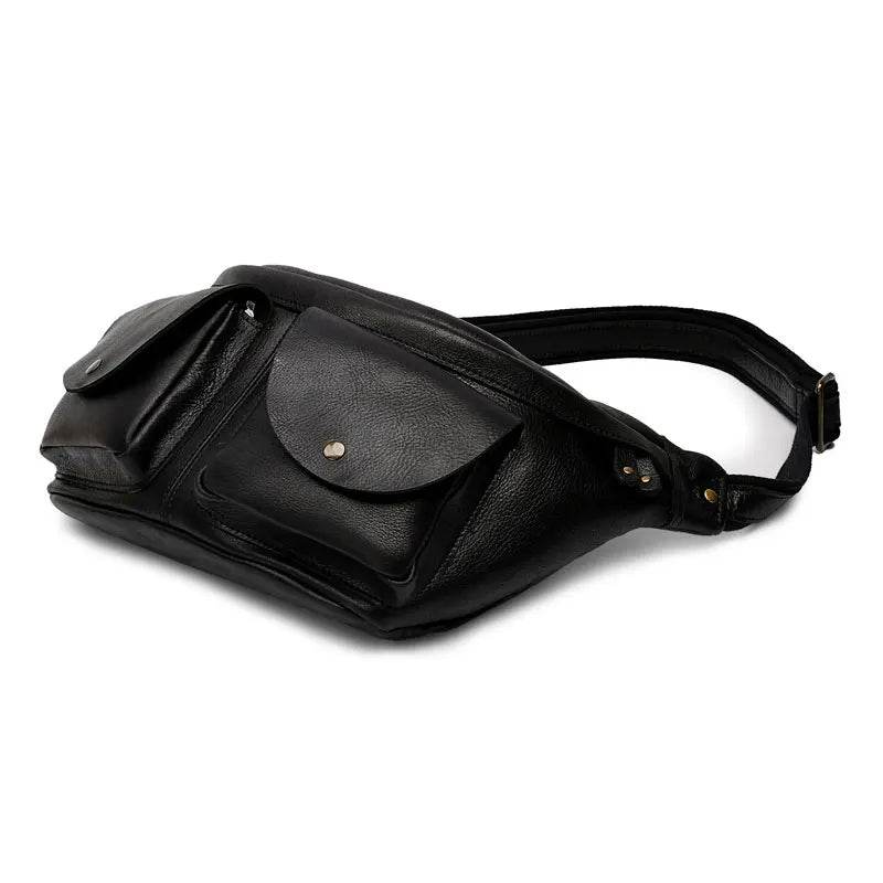 Large Chest Bag Genuine Leather Crossbody Sling Outdoor Bag Men - VacationGrabs