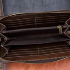 Genuine Leather Long Wallet with Wristlet for Women Cowskin Card Purse - VacationGrabs