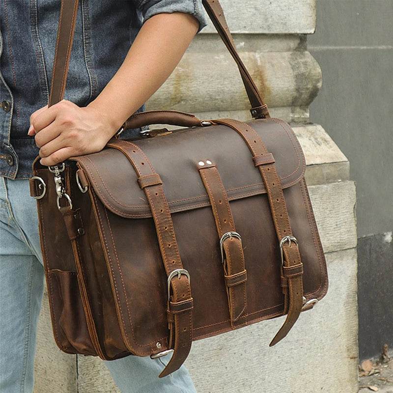 High Capacity Leather Laptop Briefcase Business Backpack - VacationGrabs