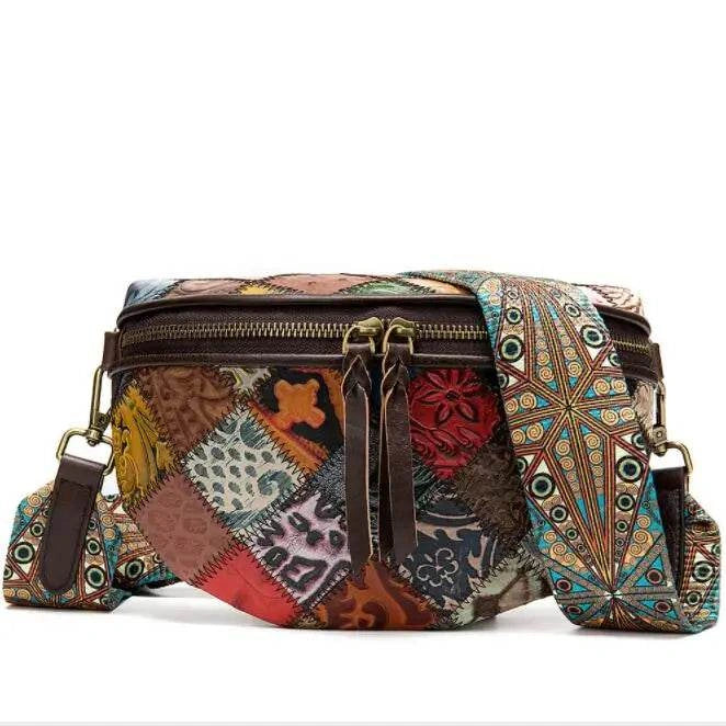 Boho Style Leather Waist Bag for Women Crossbody Chest Bag - VacationGrabs