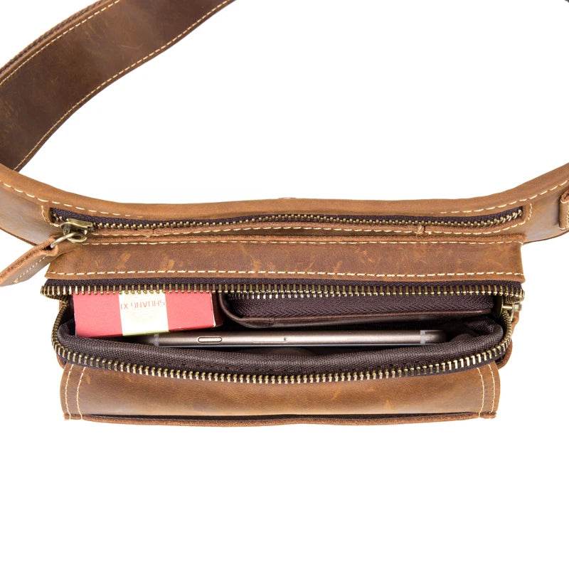 Luxury Male Leather Chest Bag Crossbody Sling Bag for Men - VacationGrabs