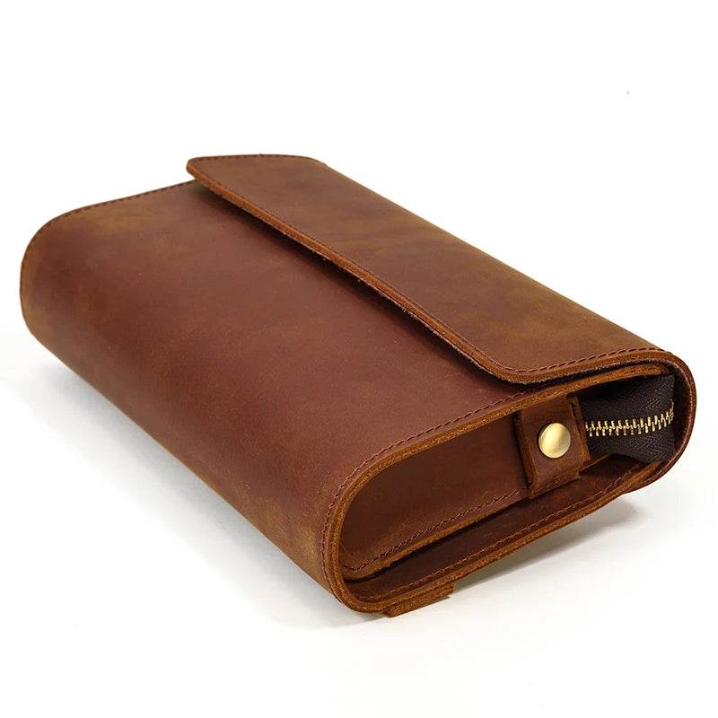 Top Quality Handmade Leather Long Wallet Original Designer Natural Cowskin - VacationGrabs