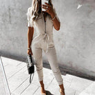 Bodycon Cropped Leg Jumpsuit Romper - VacationGrabs