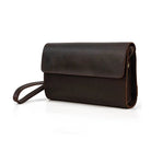 Genuine Leather Hand Clutch with Wrist Band | Men's iPad & iPhone Organizer - VacationGrabs