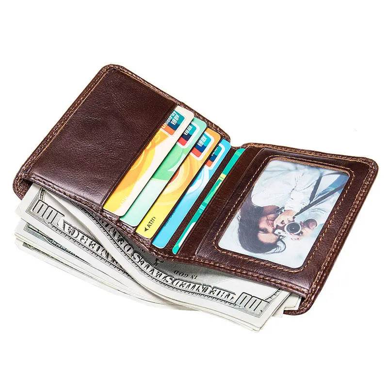 Soft Leather Short Wallet for Men RFID Coin Purse Small Wallet - VacationGrabs