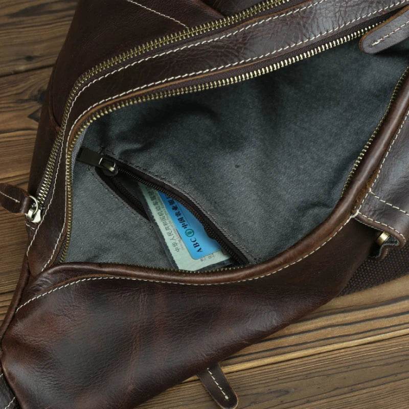 Unique Casual Genuine Leather Triangle Backpack for Men Women - VacationGrabs