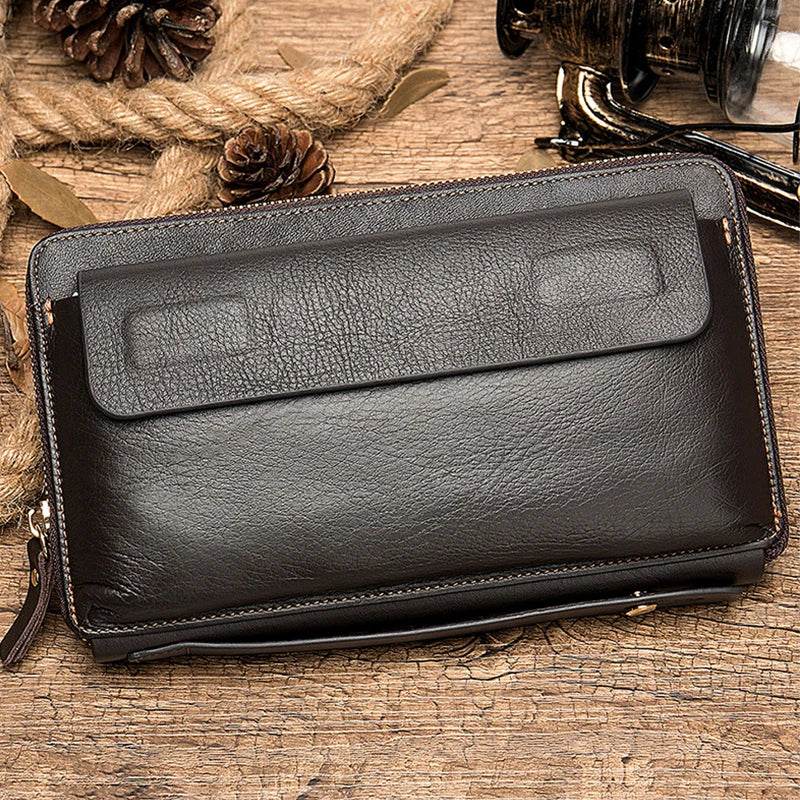Soft Genuine Leather Clutch Wallet Men’s Long Wallet for Cash & Cards - VacationGrabs