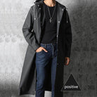 Black Adult Waterproof Long Raincoat Women Men Hooded Rain - VacationGrabs