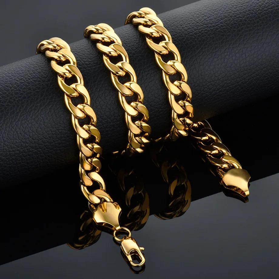 Men's Stainless Steel Gold Color Cuban Link Chain - VacationGrabs