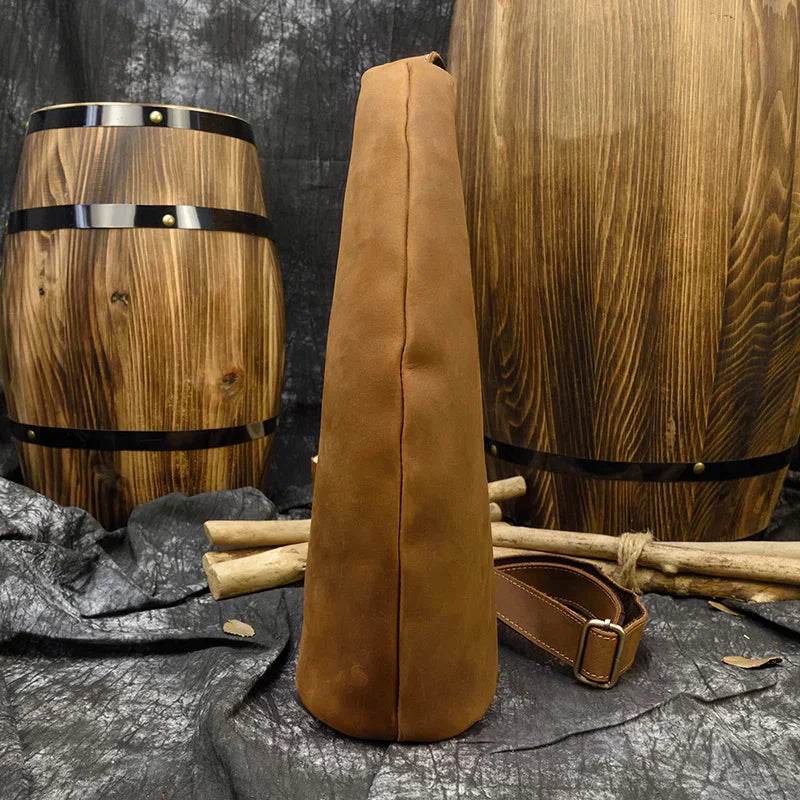 Unique Leather Chest Bag Crazy Horse Vintage Crossbody Sling Bag - VacationGrabs