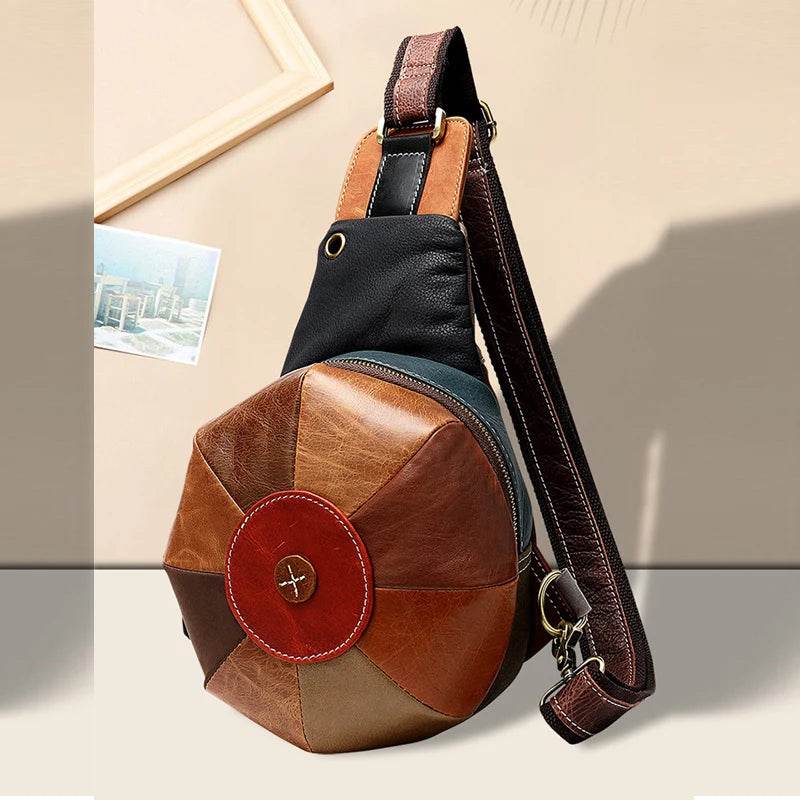 Unique Design Women’s Chest Bag with Earphone Hole Leather Sling - VacationGrabs