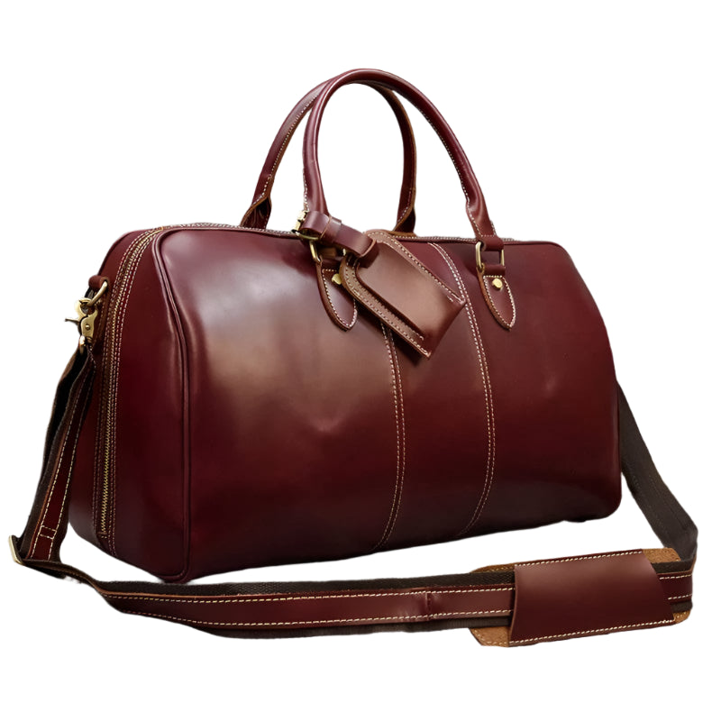 Real Leather Travel Weekender Bag for Men & Women Genuine Duffle - VacationGrabs