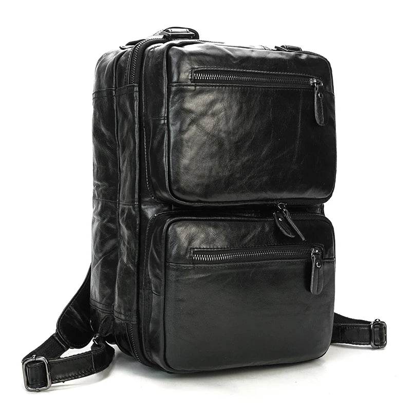 Mens Genuine Leather 3-in-1 Backpack-Briefcase-Shoulder Bag - VacationGrabs