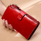 Genuine Leather Clutch Purse for Women Cowskin Dress Party Long Wallet - VacationGrabs